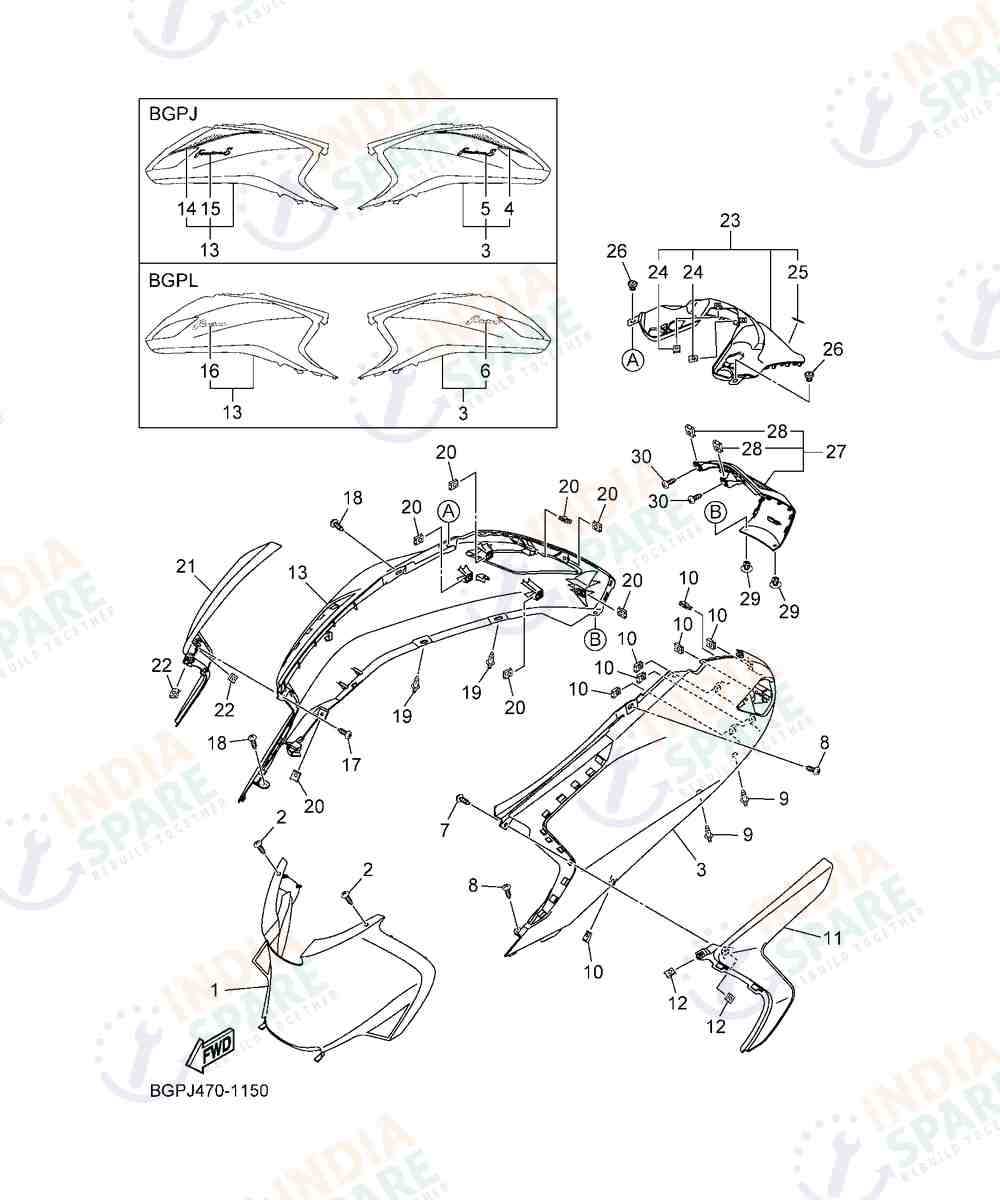 YAMAHA BGPJ FASCINO 125CC DSIC Series SIDE COVER